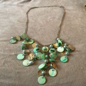 Blue/green silver statement necklace